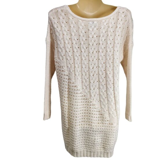Lucky Brand Women's Ivory Cable‎ Knit Open Stitch Sweater Size M - Picture 2 of 9